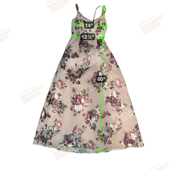 CRYSTAL DOLL Pink Metallic Floral Deep V-Neck Ball Gown Prom Bridesmaid Sz 3 - Picture 14 of 15